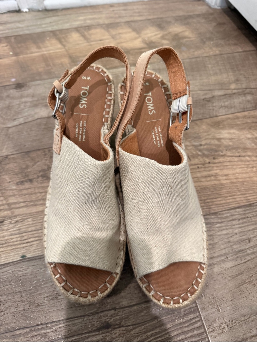TOMS Natural Canvas Espadrille Slingback Sandals
